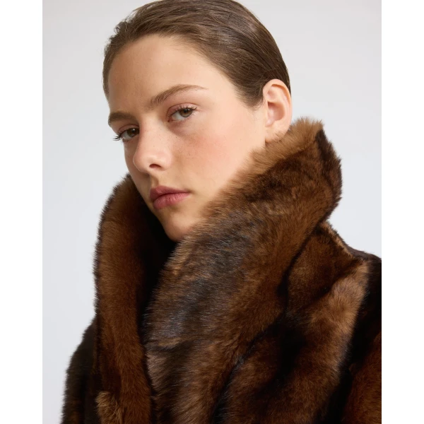 Yves Salomon Sleeveless Toscana Lambskin Gilet in Dark Brown | Vests | Coveti