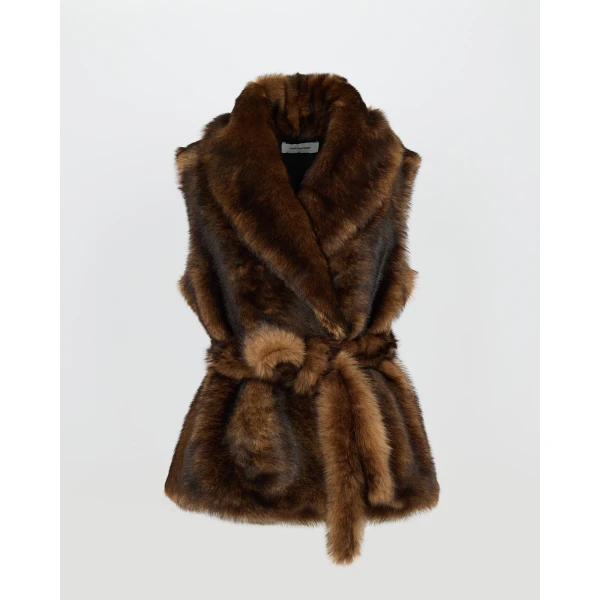 Yves Salomon Sleeveless Toscana Lambskin Gilet in Dark Brown | Vests | Coveti