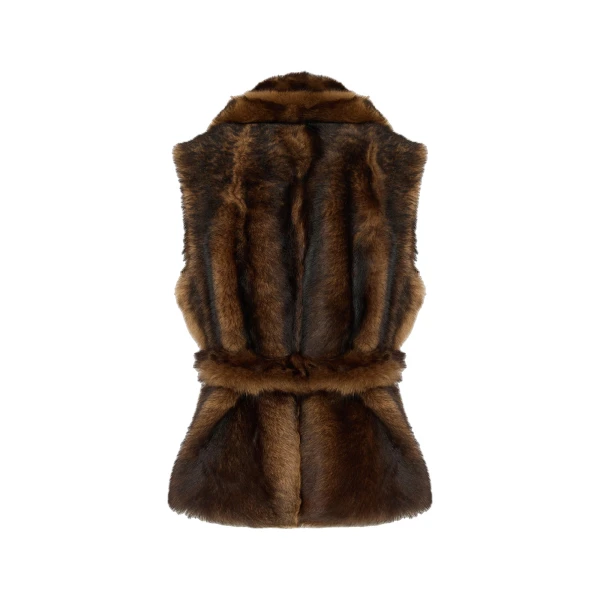 Sleeveless Toscana Lambskin Gilet in Dark Brown