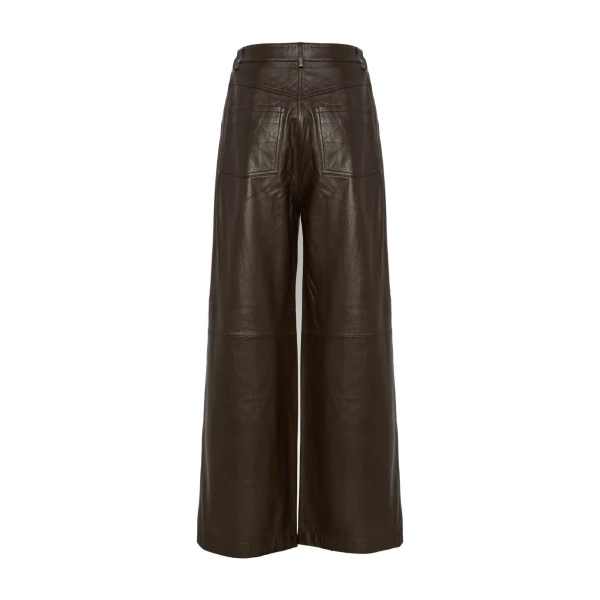 Yves Salomon Straight Lamb Leather Trousers in Brown | Women | Coveti
