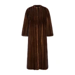 Yves Salomon Straightened Long-Haired Mink Maxi Coat in Brown | Mink Coats | Coveti
