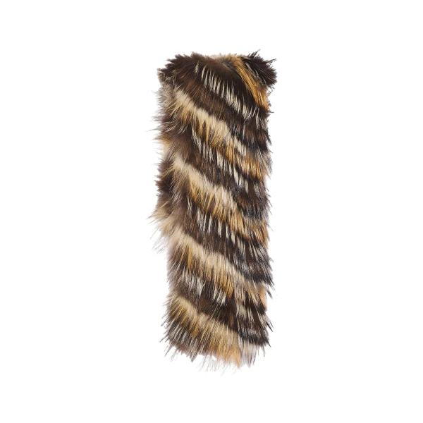 Yves Salomon Striped Fox Fur Scarf in Light Brown | Scarves | Coveti