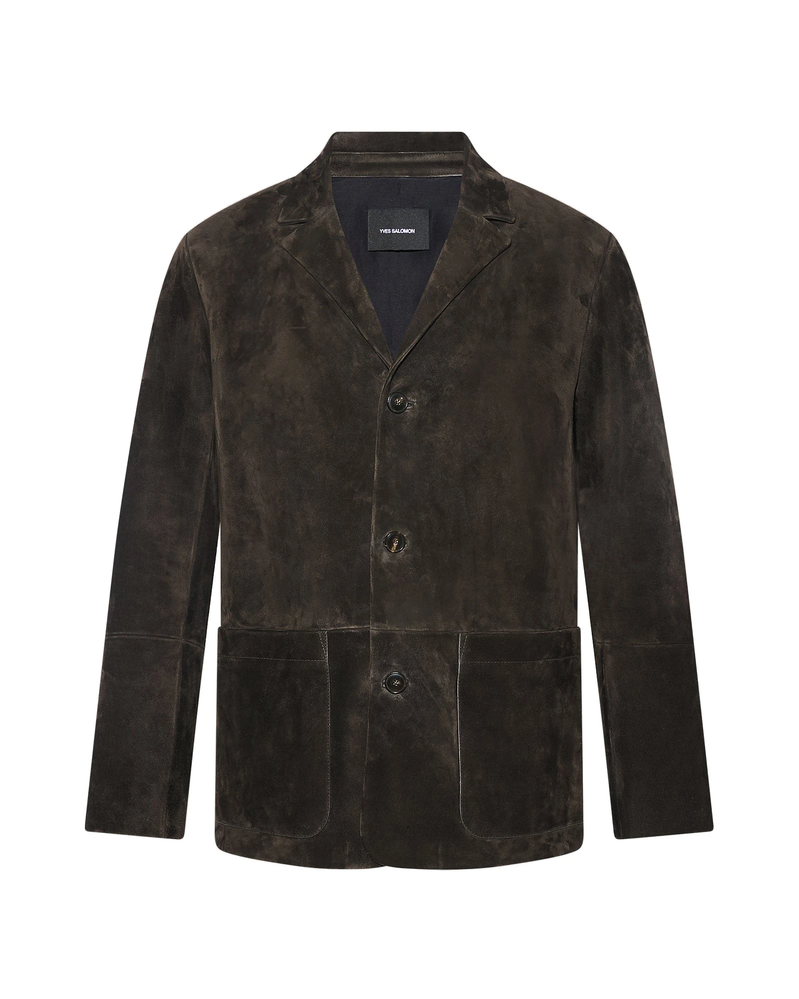 Yves Salomon Suede Calfskin Leather Blazer in Dark Brown Yves Salomon Suede Calfskin Leather Blazer in Dark Brown | Men Jackets | Coveti
