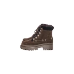Yves Salomon Suede Leather and Brushed Merinillo Lambskin Ankle Boots in Brown | Boots | Coveti