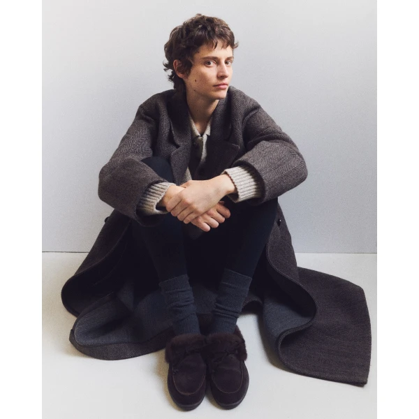 Yves Salomon Suede Leather and Mink Fur Mules in Brown | Mules | Coveti