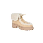 Yves Salomon Suede and Brushed Merinillo Lambskin Ankle Boots in Beige | Boots | Coveti
