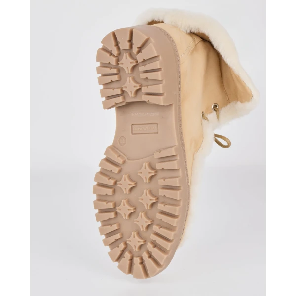 Yves Salomon Suede and Brushed Merinillo Lambskin Ankle Boots in Beige | Boots | Coveti