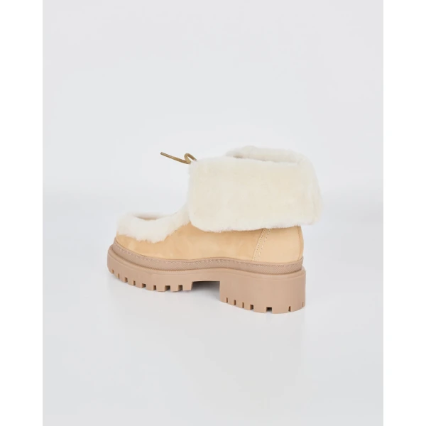 Yves Salomon Suede and Brushed Merinillo Lambskin Ankle Boots in Beige | Boots | Coveti