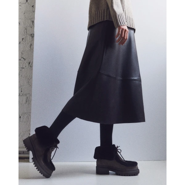 Yves Salomon Suede and Brushed Merinillo Lambskin Ankle Boots in Brown | Boots | Coveti