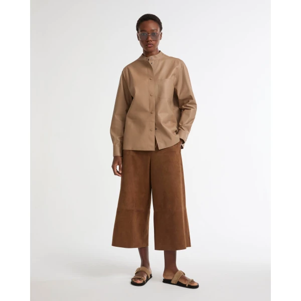 Yves Salomon Supple Lambskin Shirt in Beige | Shirts | Coveti