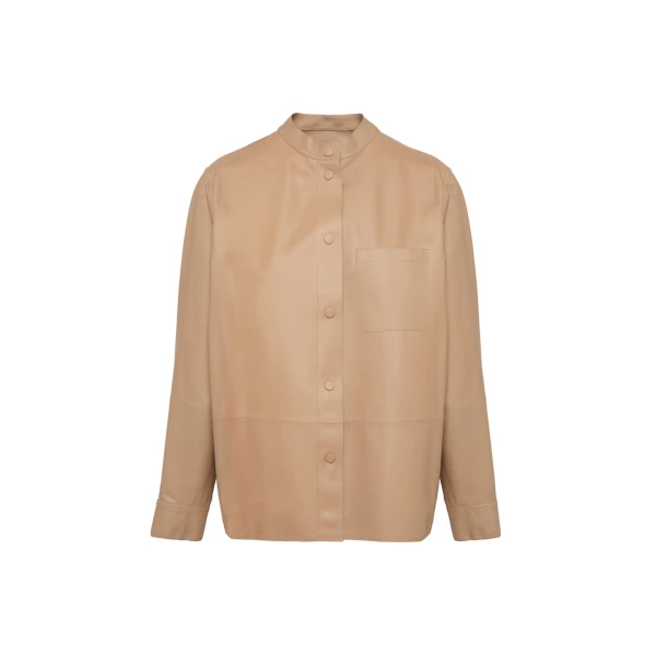 Yves Salomon Supple Lambskin Shirt in Beige | Women | Coveti