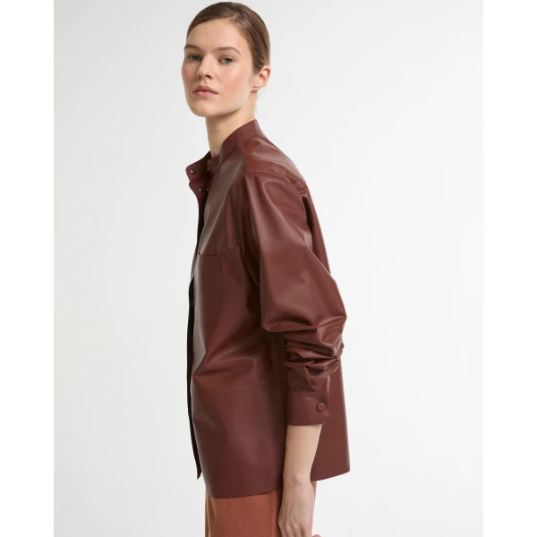 Yves Salomon Supple Lambskin Shirt in Bordeaux | Shirts | Coveti