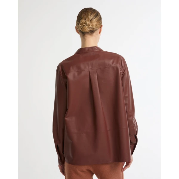 Yves Salomon Supple Lambskin Shirt in Bordeaux | Shirts | Coveti