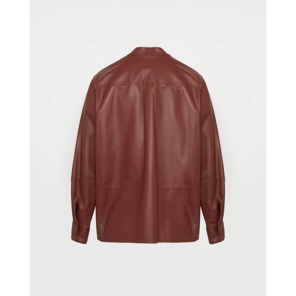 Yves Salomon Supple Lambskin Shirt in Bordeaux | Shirts | Coveti
