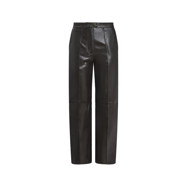 Tailored Lambskin Leather Trousers in Brown