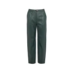 Yves Salomon Tailored Lambskin Leather Trousers in Dark Green | Tailored pants | Coveti