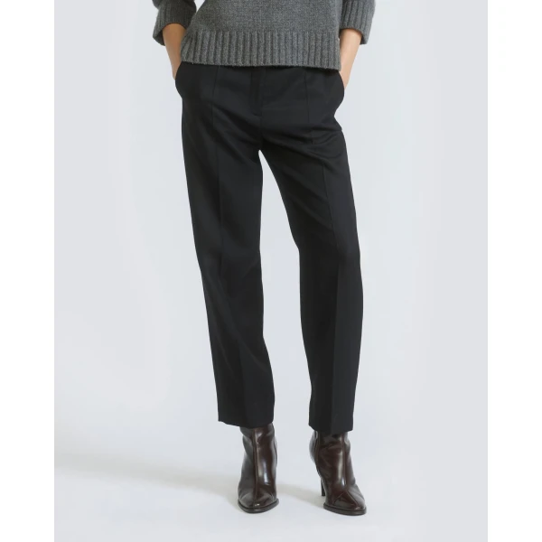 Yves Salomon Tailored Wool Trousers in Black | Tailored pants | Coveti