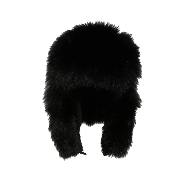 Yves Salomon Technical Fabric Ushanka with Fox Fur in Black | Women | Coveti
