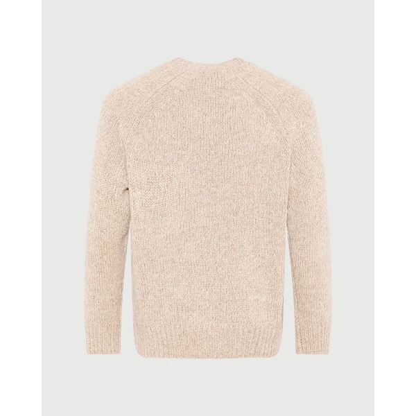 Yves Salomon Thick Knit Cashmere Crew Neck Jumper in Oatmeal | Men's Knitwear | Coveti