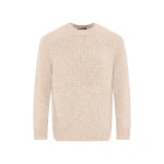 Yves Salomon Thick Knit Cashmere Crew Neck Jumper in Oatmeal | Men's Knitwear | Coveti