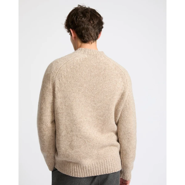 Yves Salomon Thick Knit Cashmere Crew Neck Jumper in Oatmeal | Men's Knitwear | Coveti