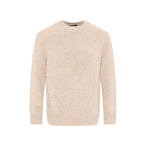 Thick Knit Cashmere Crew Neck Jumper in Oatmeal