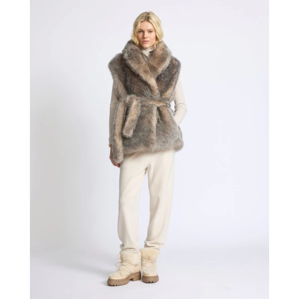 Yves Salomon Toscana Lamb Fur-Effect Sleeveless Gilet in Grey | Vests | Coveti