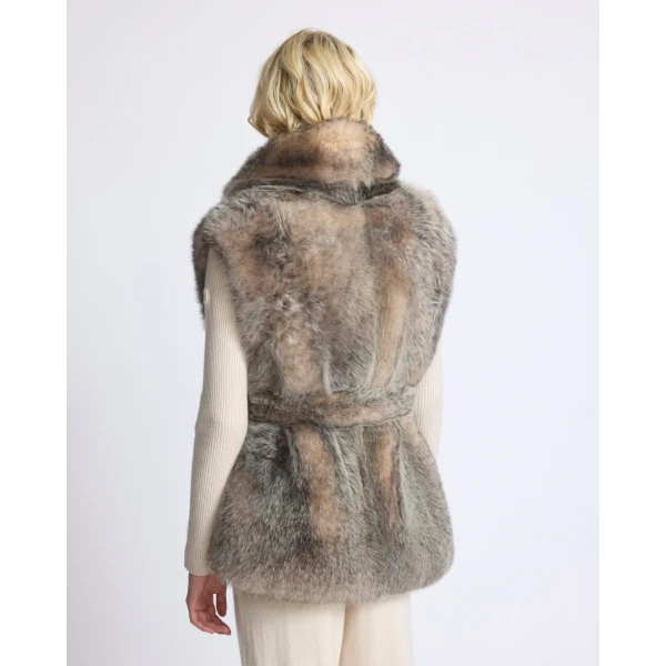 Yves Salomon Toscana Lamb Fur-Effect Sleeveless Gilet in Grey | Vests | Coveti