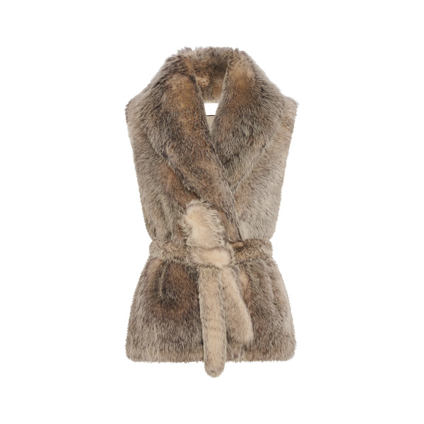 Yves Salomon Toscana Lamb Fur-Effect Sleeveless Gilet in Grey | Vests | Coveti