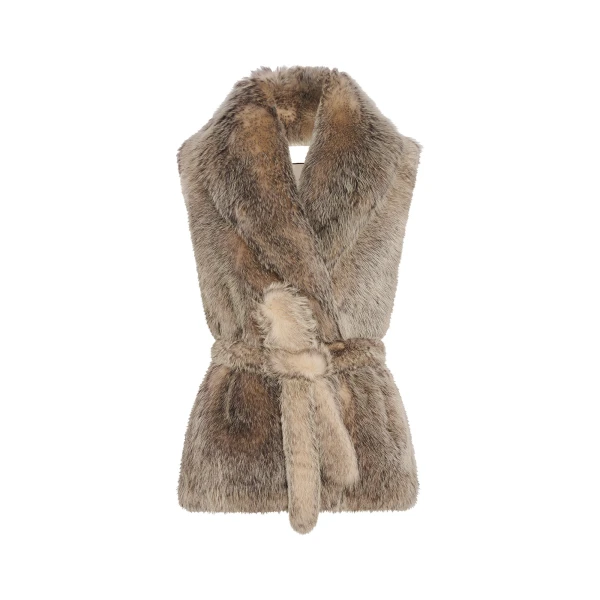 Toscana Lamb Fur-Effect Sleeveless Gilet in Grey