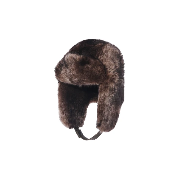 Toscana Lambskin Shearling Fur-Effect Trapper Hat in Brown
