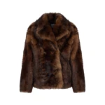Yves Salomon Toscana Lambskin Shearling Pea Coat in Dark Brown | Shearling Coat | Coveti