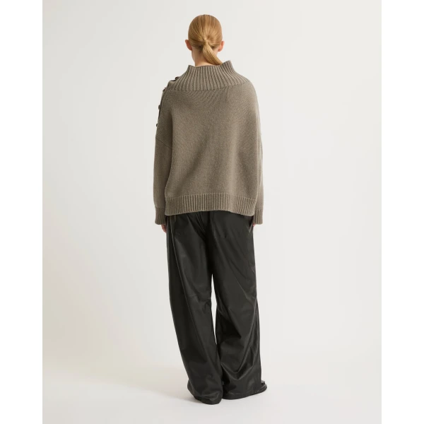 Yves Salomon Wide-Leg Trousers in Thin Lambskin Leather in Black | Wide leg pants | Coveti