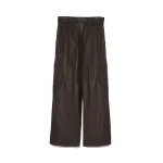 Yves Salomon Wide-Leg Trousers in Thin Lambskin Leather in Brown | Women | Coveti
