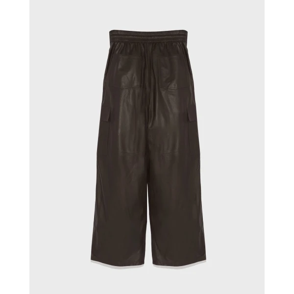 Yves Salomon Wide-Leg Trousers in Thin Lambskin Leather in Brown | Wide leg pants | Coveti