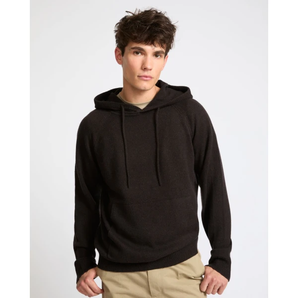 Yves Salomon Wool and Cashmere Knit Hoodie in Brown | Men's Sweatshirts | Coveti