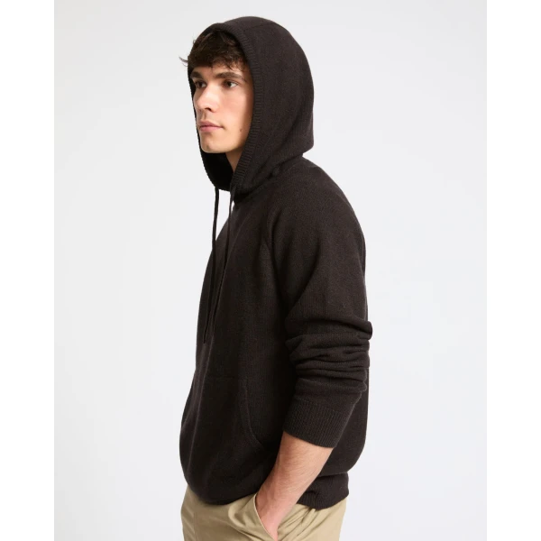 Yves Salomon Wool and Cashmere Knit Hoodie in Brown | Men's Sweatshirts | Coveti