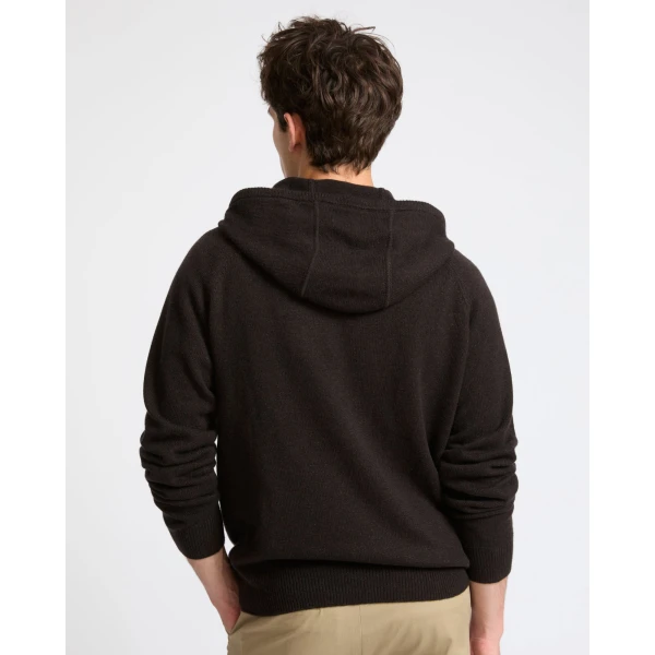 Yves Salomon Wool and Cashmere Knit Hoodie in Brown | Men's Sweatshirts | Coveti