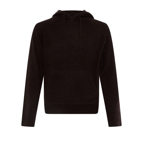 Yves Salomon Wool and Cashmere Knit Hoodie in Brown | Men's Sweatshirts | Coveti