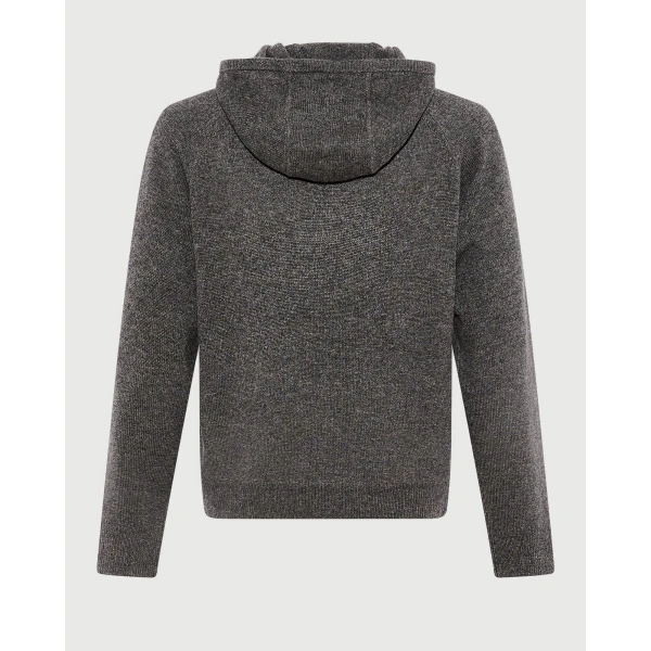 Yves Salomon Wool and Cashmere Knit Hoodie in Grey Marl | Men's Sweatshirts | Coveti