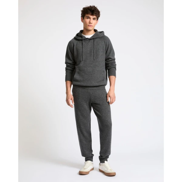 Yves Salomon Wool and Cashmere Knit Hoodie in Grey Marl | Men's Sweatshirts | Coveti