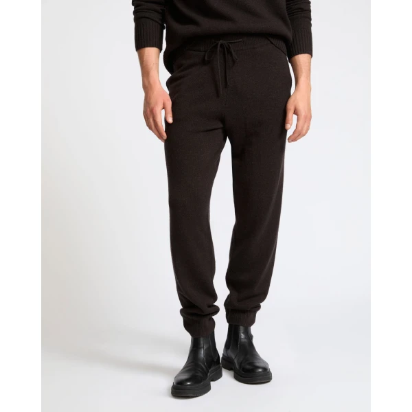 Yves Salomon Wool and Cashmere Knit Jogging Trousers in Brown | Men's Trousers | Coveti