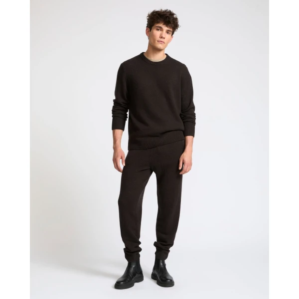 Yves Salomon Wool and Cashmere Knit Jogging Trousers in Brown | Men's Trousers | Coveti