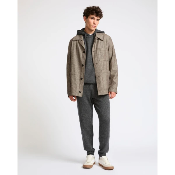 Yves Salomon Wool and Cashmere Knit Jogging Trousers in Grey Marl | Men's Trousers | Coveti
