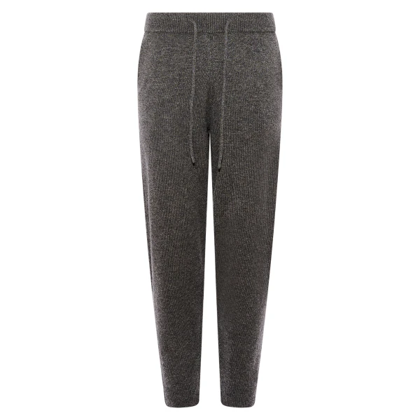 Wool and Cashmere Knit Jogging Trousers in Grey Marl
