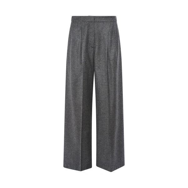 Wool and Cashmere Pleated Wide Trousers in Grey