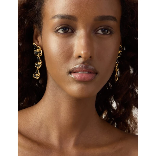 Zimmermann Bloom Large Dangles in Black | Earrings | Coveti, view 2