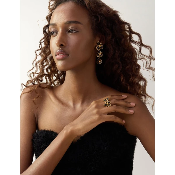 Zimmermann Bloom Large Dangles in Black | Earrings | Coveti, view 5