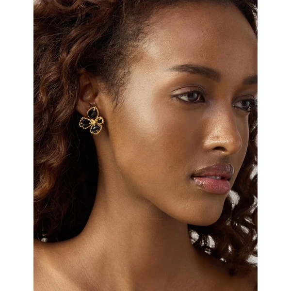 Zimmermann Bloom Large Studs in Black | Earrings | Coveti, view 2