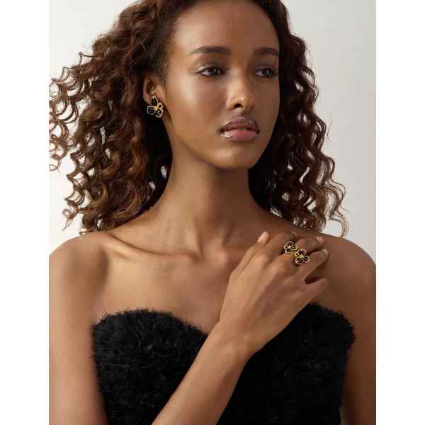 Zimmermann Bloom Large Studs in Black | Earrings | Coveti, view 5